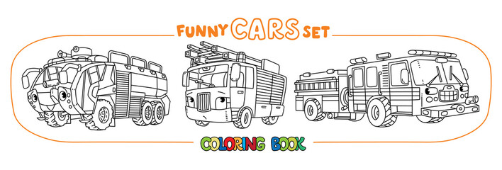 Fire truck or fire engine coloring book set