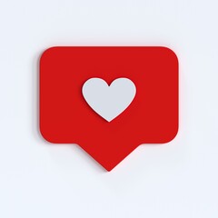 Like, comment, follower isometric icon, social media  notification button. 3d illustration