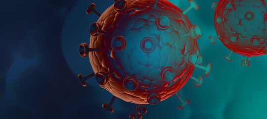3d render Corona virus microscopic view