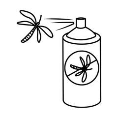 Insect spray. Vector illustration hand-drawn by a contour on a white background. Doodle style.