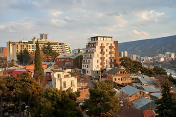 City landscape, architecture of Tbilisi. The capital of Georgia. Big city in the highlands © Kate