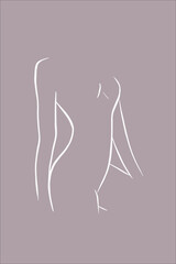 Abstract illustration. Poster. Drawing of a female figure in one line.