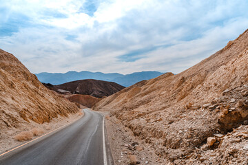 Scenic Empty Road in Death Valley, USA