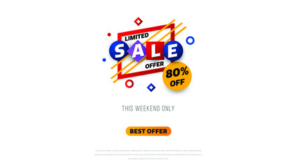 Sale banner template design with geometric background , Big sale special offer up to 80% off. Super Sale, end of season special offer banner. vector illustration.