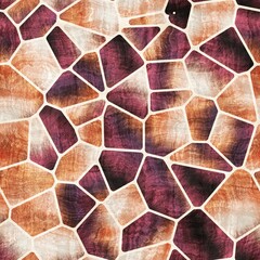 Seamless geo tile shape collage surface pattern. High quality illustration. Random chunks of color chaotically jumbled together inside voronoi jigsaw puzzle shapes. Ornate and detailed texture.