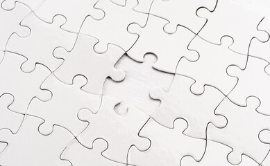 Close up view of unfinished jigsaw puzzle