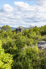 Vue sur la Mer des Rochers &agrave; Sauve, au pied des montagnes de C&eacute;vennes (Occitanie, France)