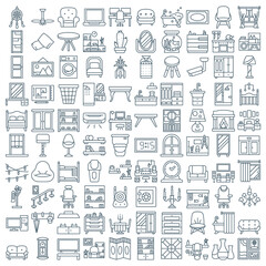 Home decoration outline 100 icon set