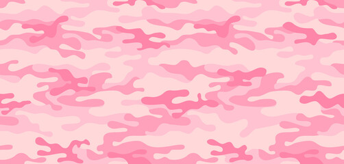 Pink texture military camouflage repeats seamless army hunting background. Girly Camo print