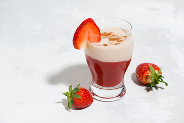 strawberry yoghurt milkshake, top view