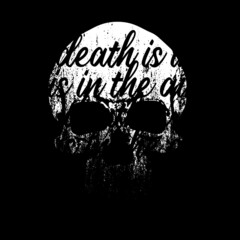 Lettering skull t-shirt design isolated on black