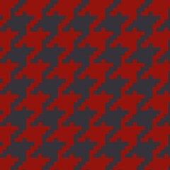 Houndstooth deep red and steel gray pattern background for design elements.