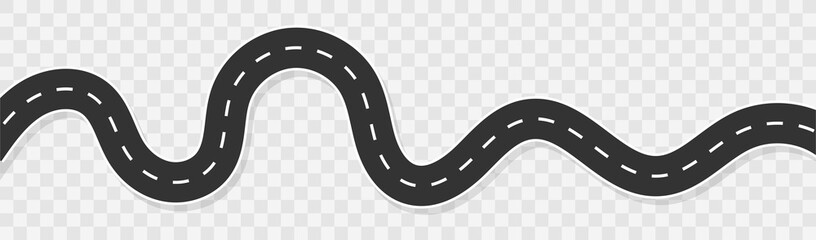 Horizontal asphalt road template. Winding road vector illustration. Seamless highway marking Isolated on background.	 - obrazy, fototapety, plakaty