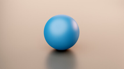 Blue 3d sphere icon on brown background