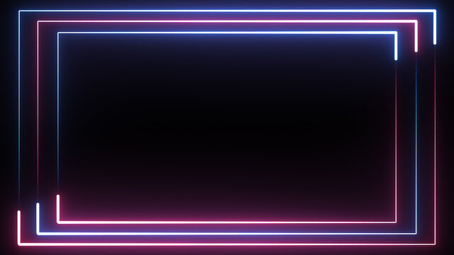 Neon blue and red triple border background