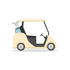 Golf cart isolated on white background. Golf cart in flat style. Vector stock