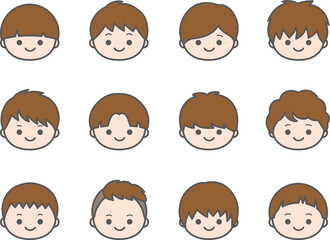いろんな髪型の男の子アイコン（カラー）