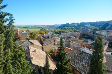 Toledo, Spain - October 29, 2020: View to the city and old town from the hill