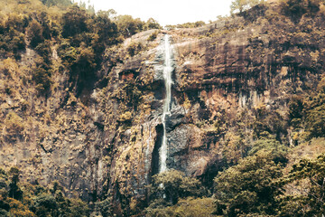 Scenic landscape view of Diyaluma falls in Badulla, Sri Lanka.