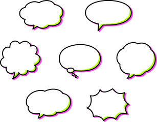 ビビッドカラーの影付き吹き出し7種