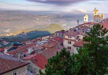San Marino Aerial view of the valley in the morning.