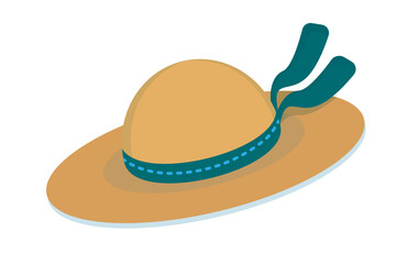 Summer beach straw hat panama icon. Vector illustration isolated on white background. Design element in flat style