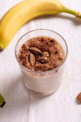 smoothie with banana, almond and cocoa