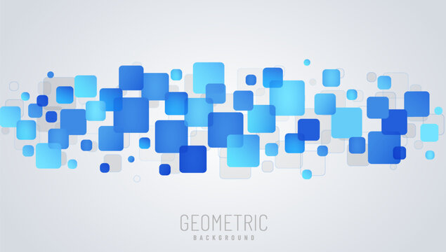 Abstract modern technology futuristic squares geometric soft blue pattern overlay on white background with space for your text.