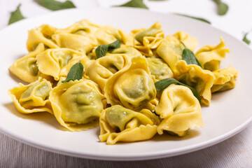 Italian ravioli stuffed with ricotta and spinach