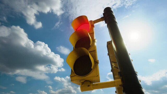 Red traffic light signal turn green