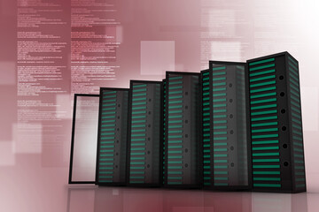 3d illustration Data center server


