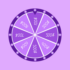 Realistic 3d spinning fortune wheel, lucky roulette vector illustration.