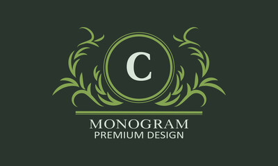Fototapeta premium Elegant business sign with the letter C. The monogram is identical for a restaurant, boutique, shop, cafe, hotel, label, etc.