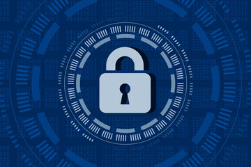 2d illustration Safety concept: Closed Padlock on digital background
