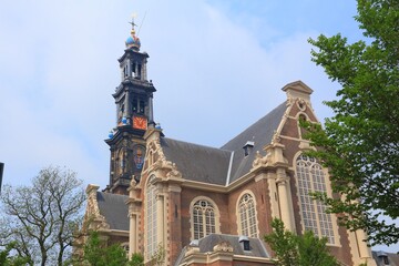 Fototapeta premium Westerkerk church in Amsterdam, Netherlands