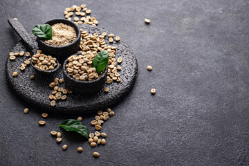 Fresh organic green coffee beans.