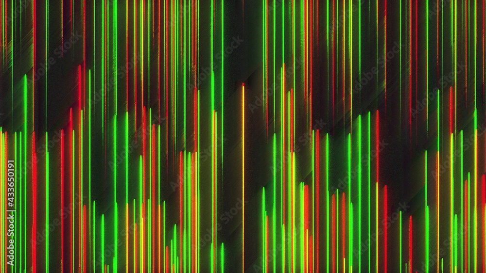 Poster computer generated chromatic aberration bands. pixel multi-colored neon noise. 3d rendering abstract
