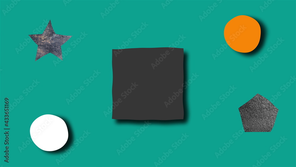 Poster 3d rendering of random set elements and textures. computer generated art background