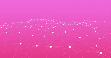 Glowing network of connections against purple and pink gradient background