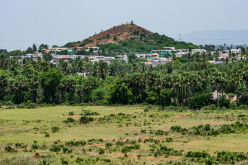 A awesome view of the temple situated at top of a rock mountain shinning with city top view looking awesome. - 433651721