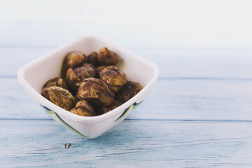 Fried spicy Brinjal or Eggplant Indian dish