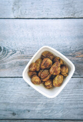 Fried spicy Brinjal or Eggplant Indian dish	
