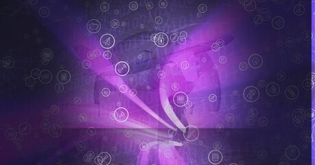 Animation of network of connections with icons over globe