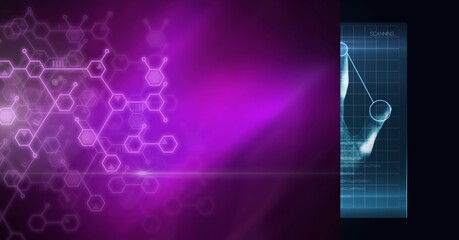 Composition of network of chemical compounds and hand on biometric screen