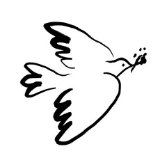 Black minimalist modern linear pigeon bird sketch. One line drawing. - obrazy, fototapety, plakaty