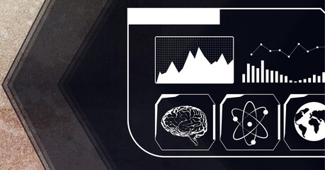 Composition of digital medical icons and data processing on screen