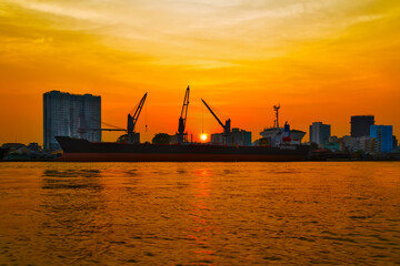 Obraz premium Container Cargo Cranes terminal