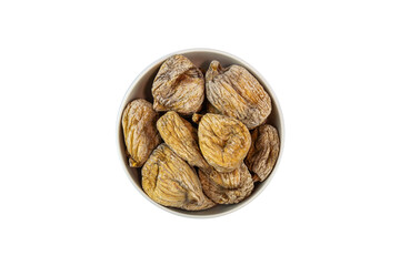 dried figs in a bowl on a white background