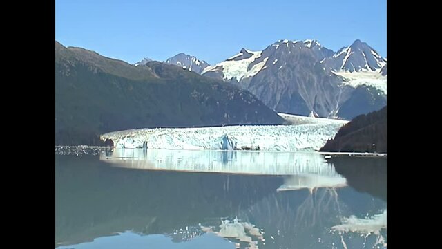 Sea covered with floating ice of Columbia Glacier by the cruise in Kenai Peninsula in summer, Alaska in USA. United States of America archival in 1999 circa. sound of the Alaska Gulf