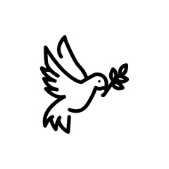 Christmas Xmas Dove Vector icon in Outline Style. Doves are symbolic of peace, purity, love and the Holy Spirit. Vector illustration icon that can be used for apps, websites, or logo